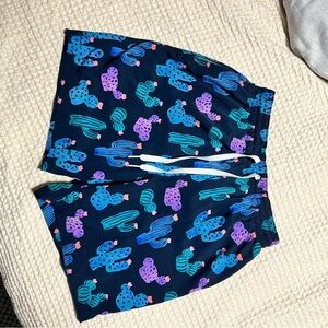 Chubbies Navy Swim Shorts with Cactus Pattern